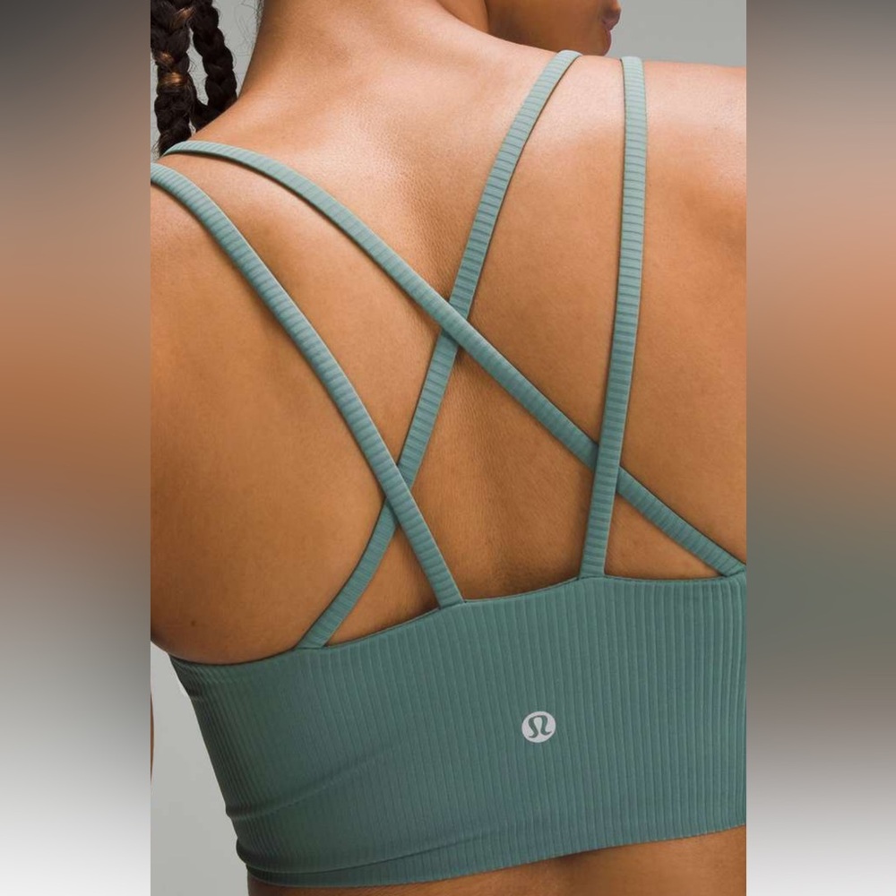 lululemon athletica 8 D/DD Double-Strap Ribbed Sports Bra in Moss Green - Picture 2 of 7